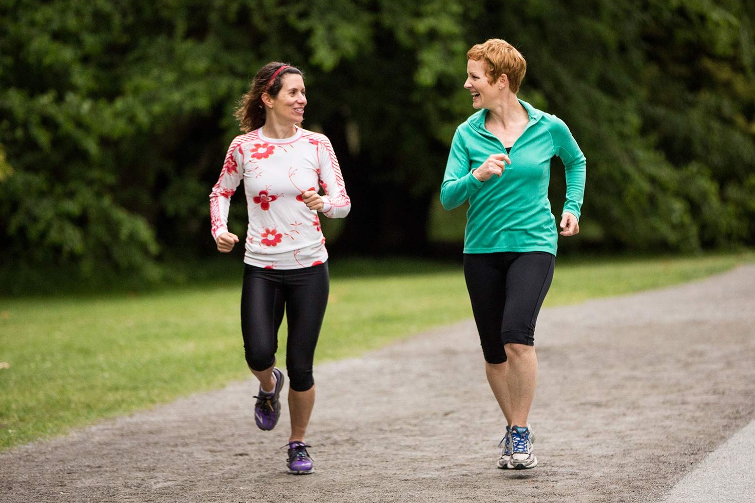 Two female joggers during their daily run.