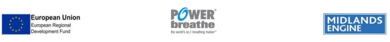 POWERbreathe, EU Regional Development Fund and Midlands Engine logos.