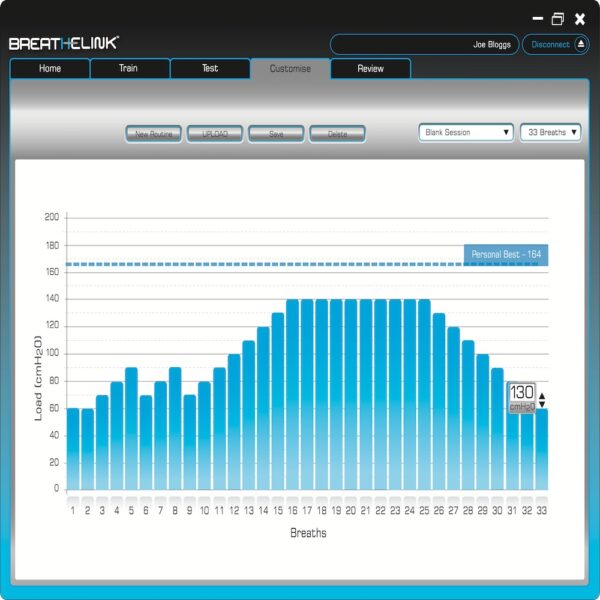 POWERbreathe K4 Breathe-Link Software customise screen