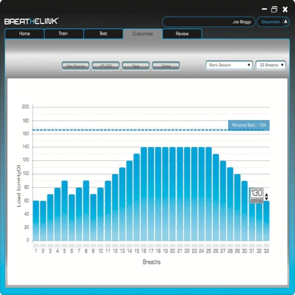 POWERbreathe K4 Breathe-Link Software customise screen
