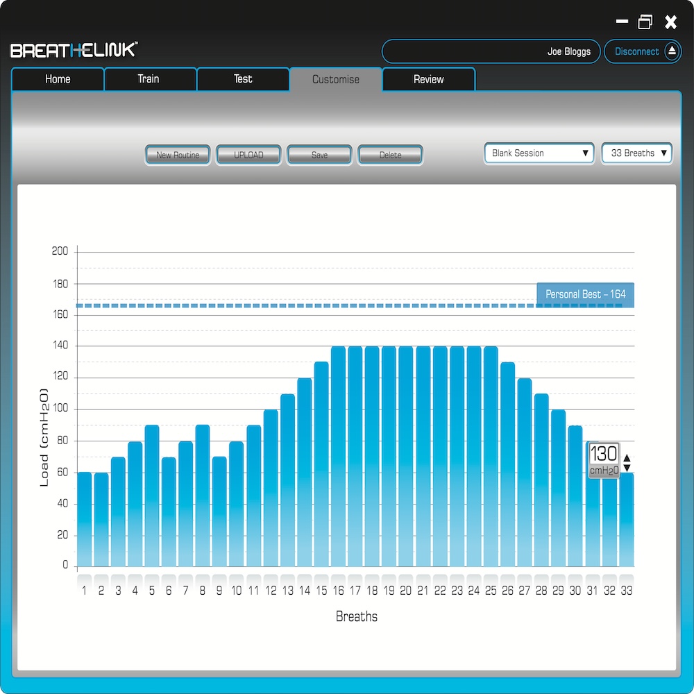 POWERbreathe K4 Breathe-Link Software customise screen