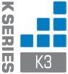 A graphic/logo for the K3 series. It shows blue squares stacked on top of text reading K3.