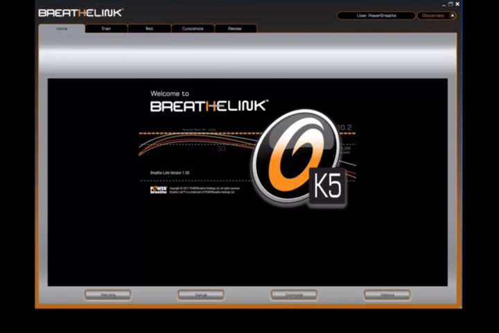 A screen showing the breathlink software for K5.