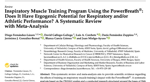 Inspiratory Muscle Training Program Using the PowerBreath®: Does It Have Ergogenic Potential for Respiratory and/or Athletic Performance? A Systematic Review with Meta-Analysis