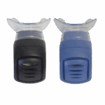 The Blue and Black Valve heads side by side