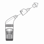 A moving Drawing of how the Smart Adaptor connects to the EX1 or Plus
