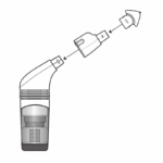 A moving Drawing of how the Smart Adaptor connects to the EX1 or Plus