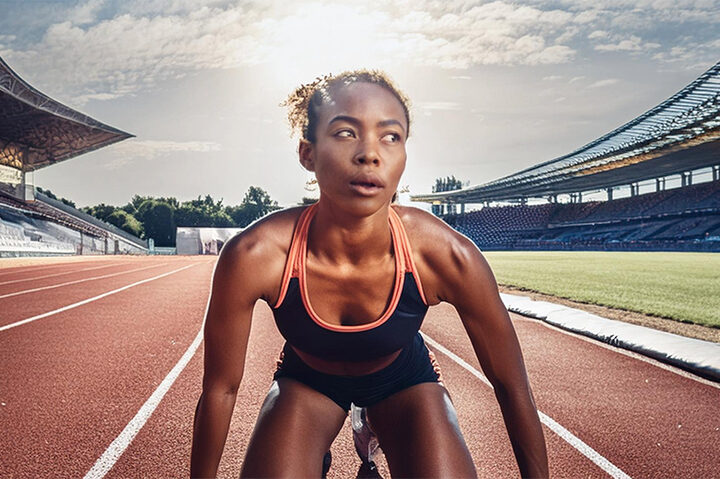 athlete breathing on track