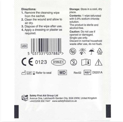 The back of the wipe wrapper