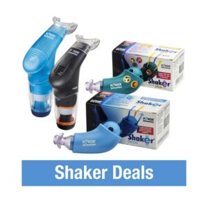 A montage of 2 shaker devices and 2 Plus