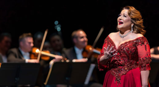 opera singer belting out a tune