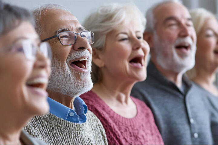 group of people singing