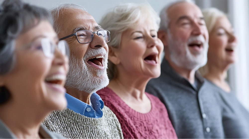 group of people singing