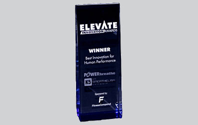 Photo of the Elevate trophy awarded to POWERbreathe at the event.