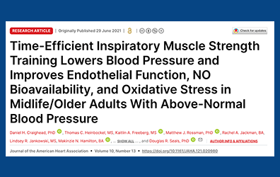 Time-­ Efficient Inspiratory Muscle Strength Training Lowers Blood Pressure and Improves Endothelial Function, NO Bioavailability, and Oxidative Stress in Midlife/Older Adults With Above-­ Normal Blood Pressure