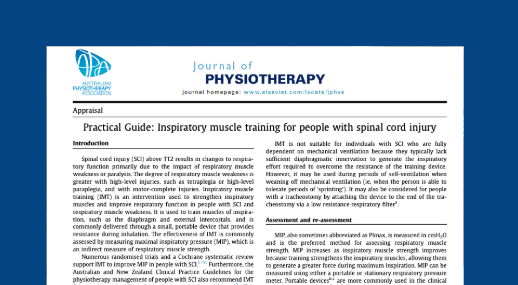 Practical Guide: Inspiratory muscle training for people with spinal cord injury